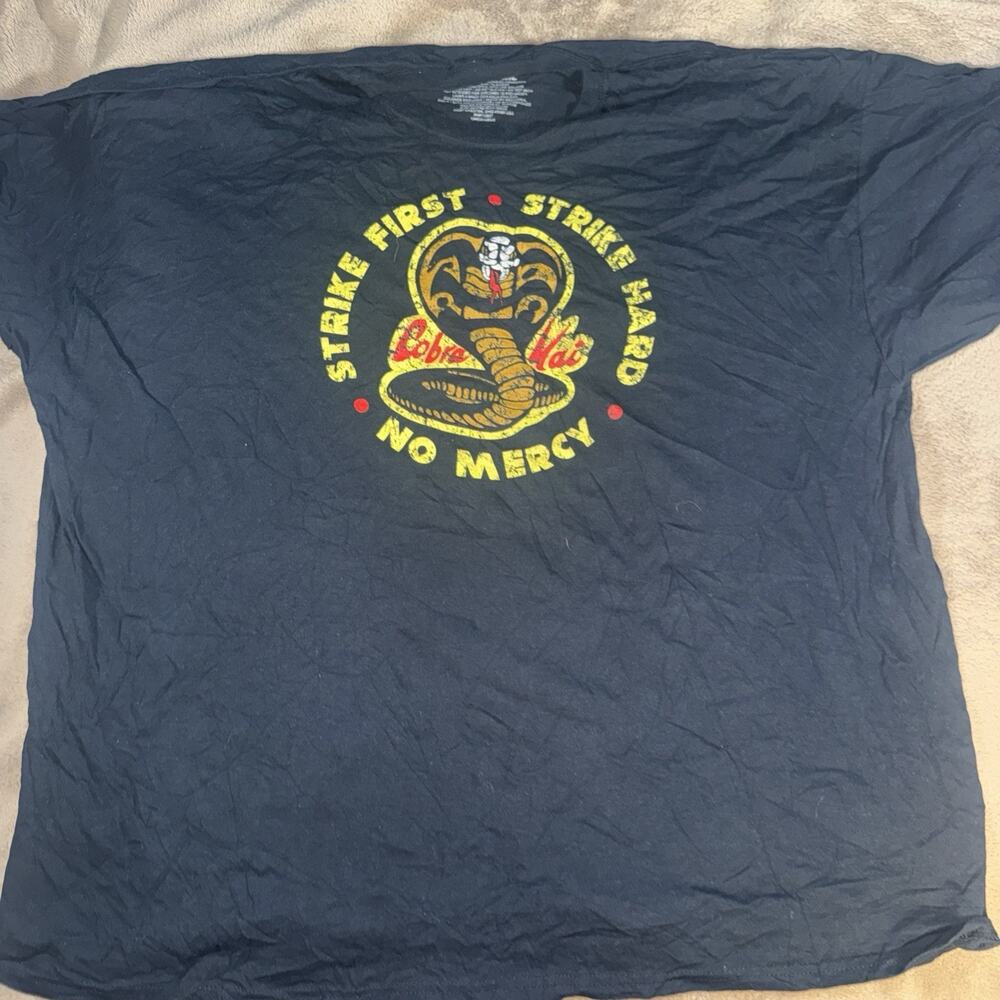 Cobra Kai T Shirt Adult 3X Strike‎ First Hard No Mercy Graphic Yellow Black